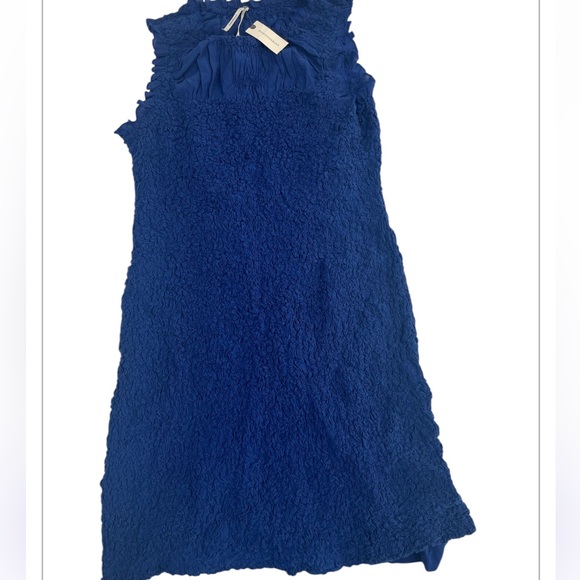 Anthropologie Blue Ruffle Trim Textured Sleeveless Mini Dress M NWT - Picture 6 of 10